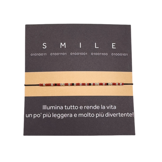 Binary code ankle bracelet "SMILE"- Silver