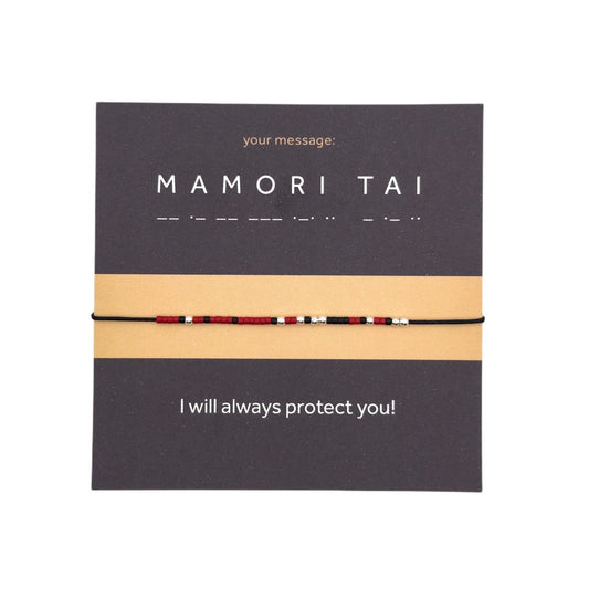 Morse code bracelet "MAMORI TAI" - Silver