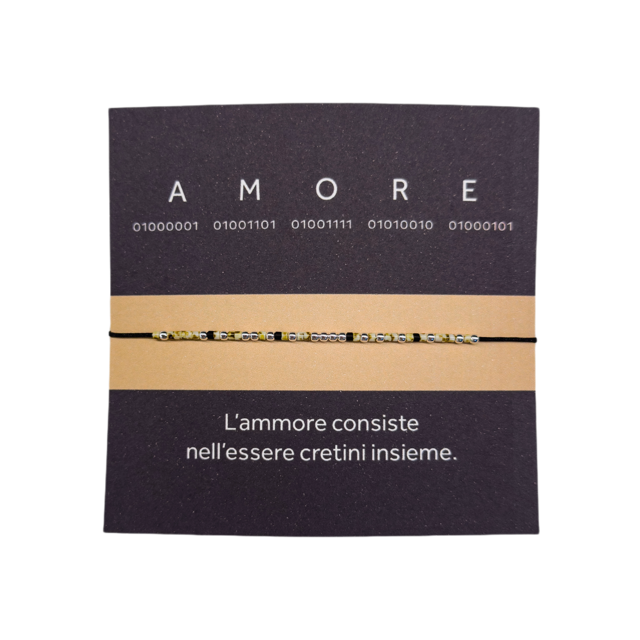 Binary code ankle bracelet "AMORE"- Silver