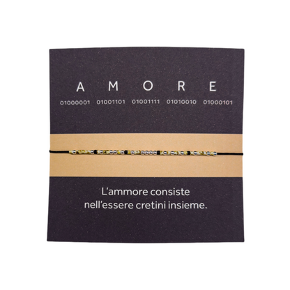 Binary code ankle bracelet "AMORE"- Silver