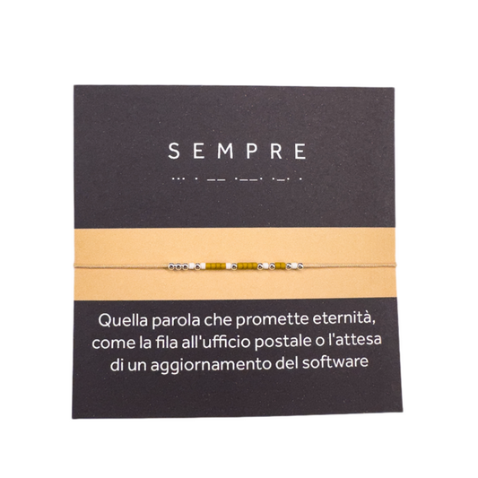 Morse code bracelet "SEMPRE" - Silver