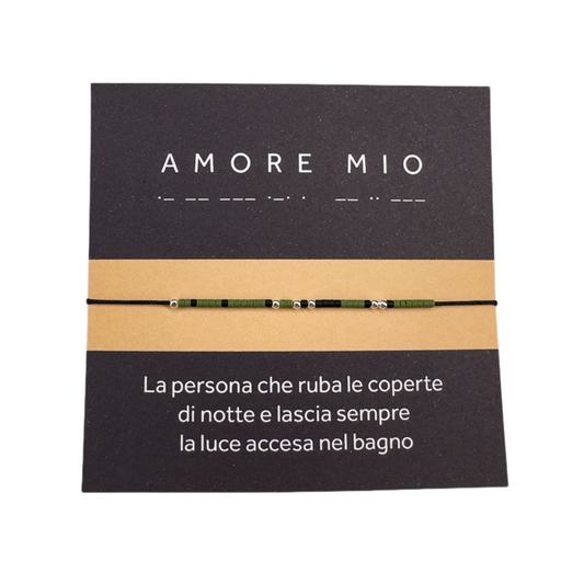 Morse code bracelet "AMORE MIO" - Silver