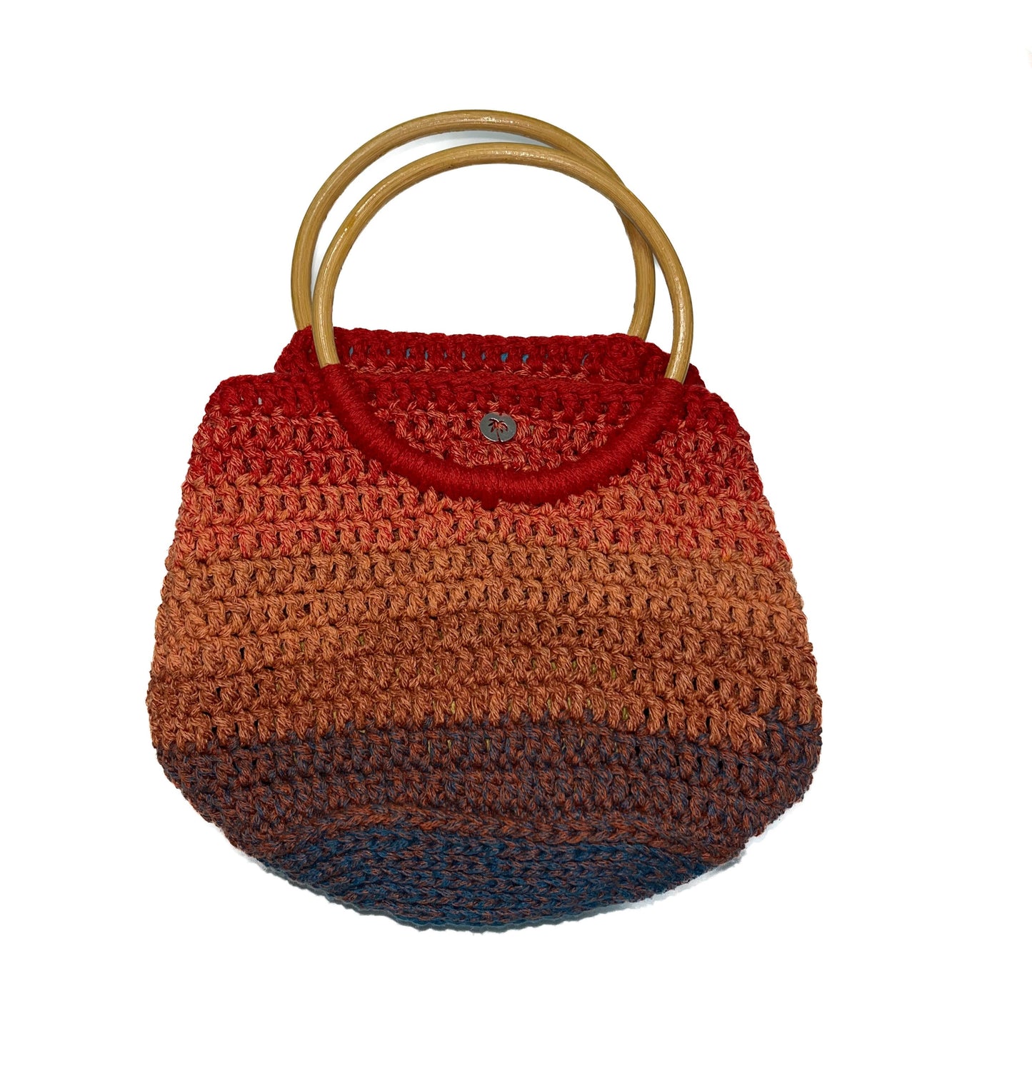 Crocheted bag bamboo handle